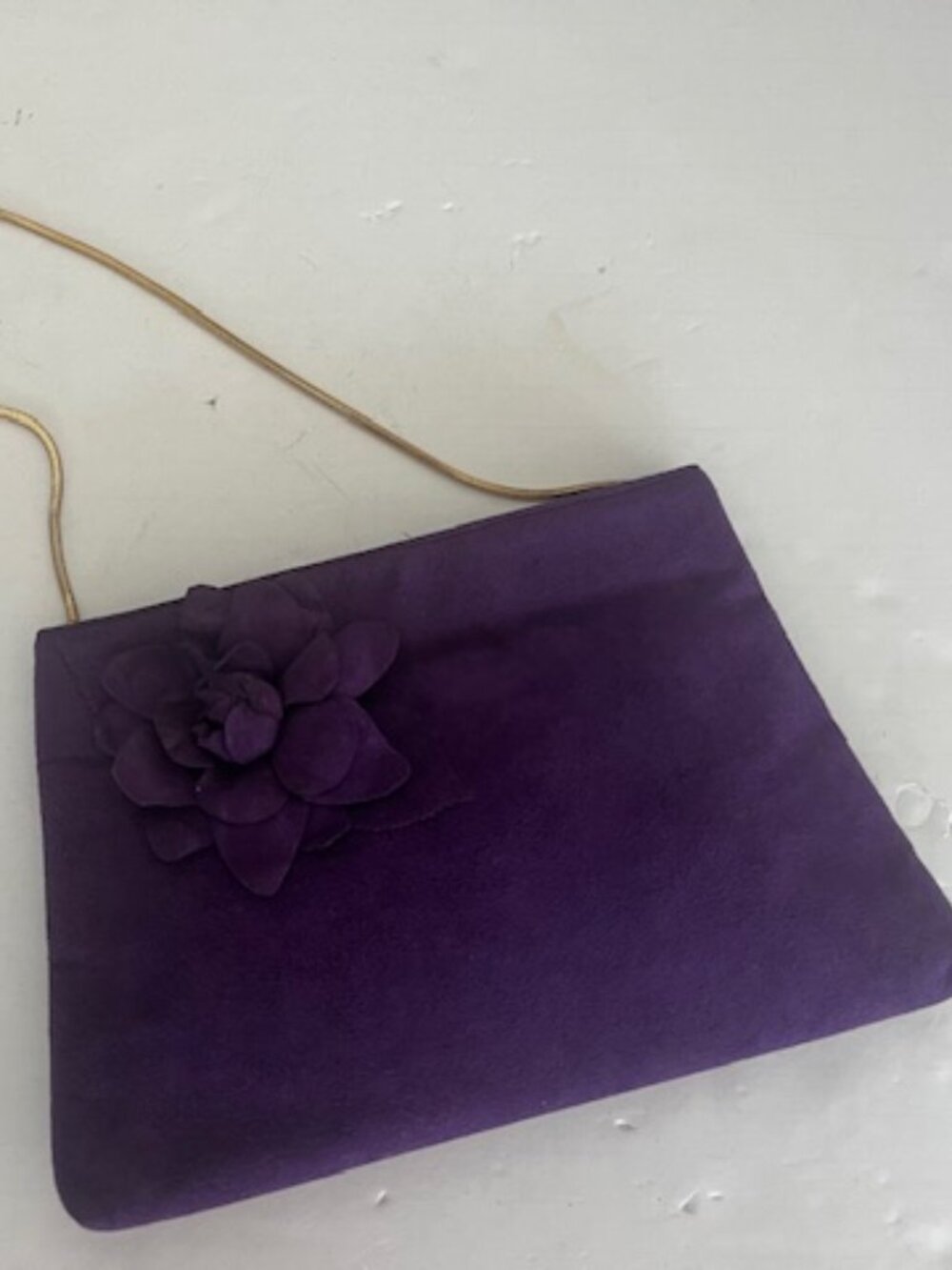 Vintage Reva purple suede purse with flower accent